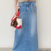 Lightweight Urban Plain Loose Denim Long Skirt