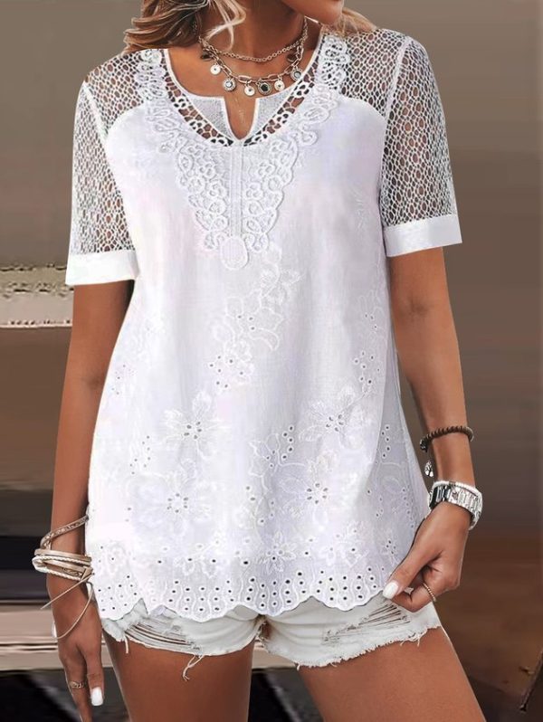 Lace Edge Lace Collar Casual Shirt