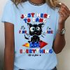 Women's Cotton 4th Of July Just Here To Bang It's Fine I'm Fine Black Cat T-Shirt