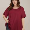 Plain Round Neck Button Detail Blouse
