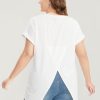 Solid Round Neck Crossover Back T-shirt