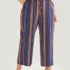 Striped Contrast Paperbag Waist Ties Up Pocket  Pants
