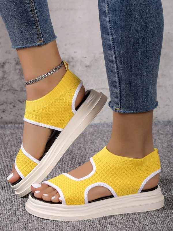 Casual Cut Out Mesh Fabric Slip On Sandals
