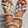 Pearls Floral Pattern Toe Post Flip Flops
