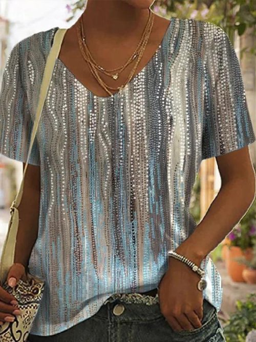 Retro Short Sleeve Print Top