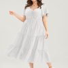 Plain Ruched Drawstring Pocket Ruffle Tiered Dress