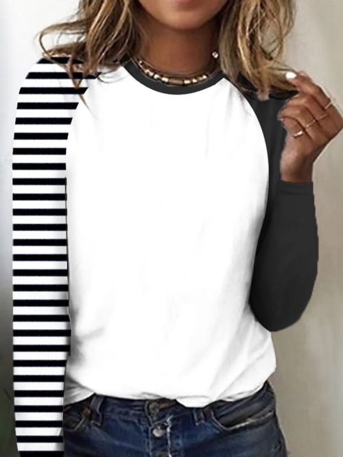 Stylish Color Block Striped Top
