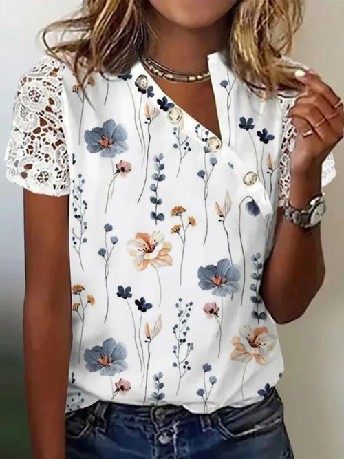 Modern Short Sleeve Print Top