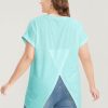 Solid Round Neck Crossover Back T-shirt