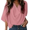 European and American sexy V-neck top T-blood short-sleeved women