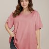 Plain Round Neck Button Detail Blouse