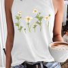 Women's Cute Wildflower Casual Daisy Crew Neck Tank Top