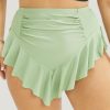 Ruffle Trim Ruched Front Swim Bottom