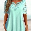 Women's Half Sleeve V-neck Lace Top