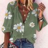 Breezy Floral Print 3/4 Sleeve Shirt
