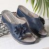 Women's Wedge Heel Fish Mouth Cutout Flower Casual Sandals
