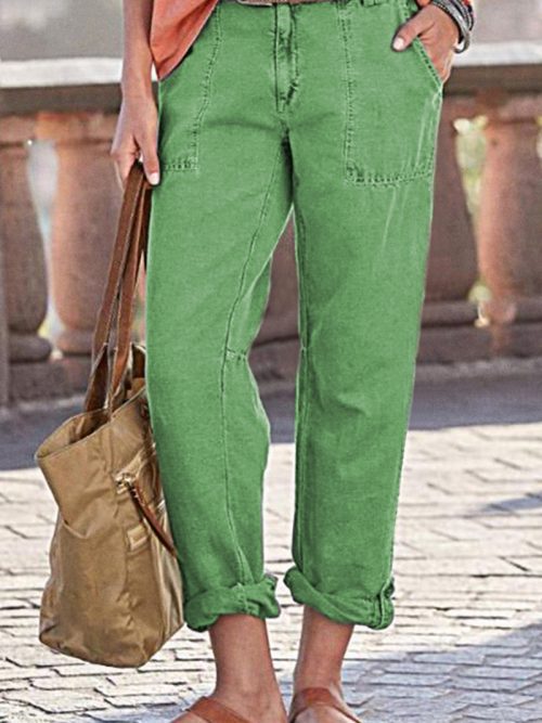 Slant Pocket Zip Fly Pants Without Belt