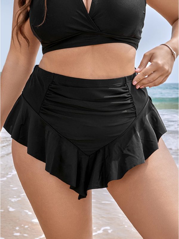 Ruffle Trim Ruched Front Swim Bottom