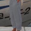 Vacation Casual Loosen Cotton Linen Solid Pants