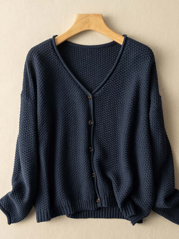 100% Natural Material Knitted Cardigan Women's Literary Retro Loose And Thin Spring And Autumn Sweater Coat In One-Size