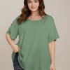 Plain Round Neck Button Detail Blouse