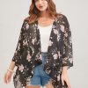Floral Print Asymmetrical Hem Open Front Cover Up