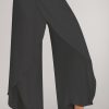 Plus Size Casual Black Chiffon Asymmetrical Wide Leg Pants