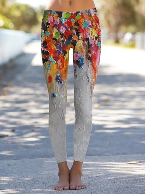 Oil Painting Floral Leggings