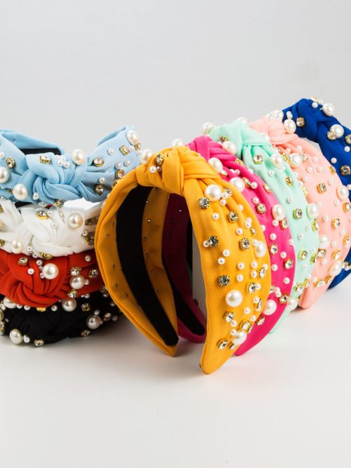 Women and Girl Fashionable Korean Style Wide-Brimmed Headband with Rhinestone and Pearl