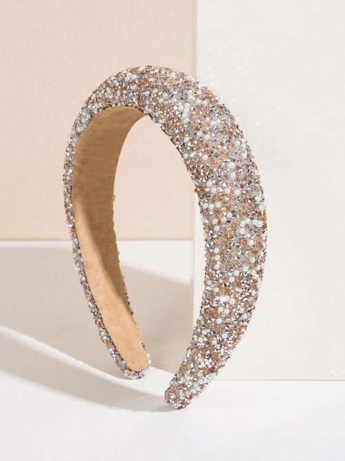 Fashionable Headband Gorgeous Rhinestone Pearl Korean Style Hair Accessory for Ladies Women Girls