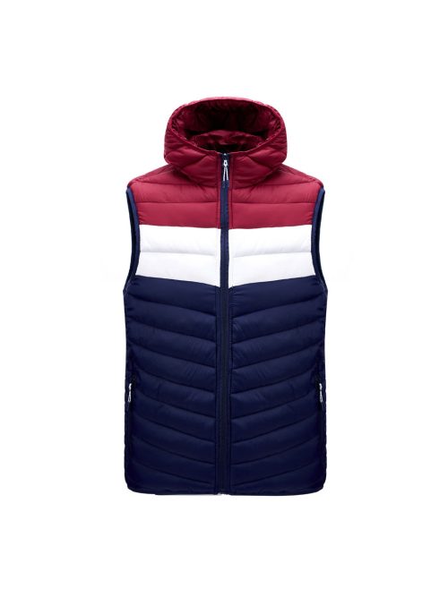 Color-blocked padded vest with a hat, short style, and added cotton.