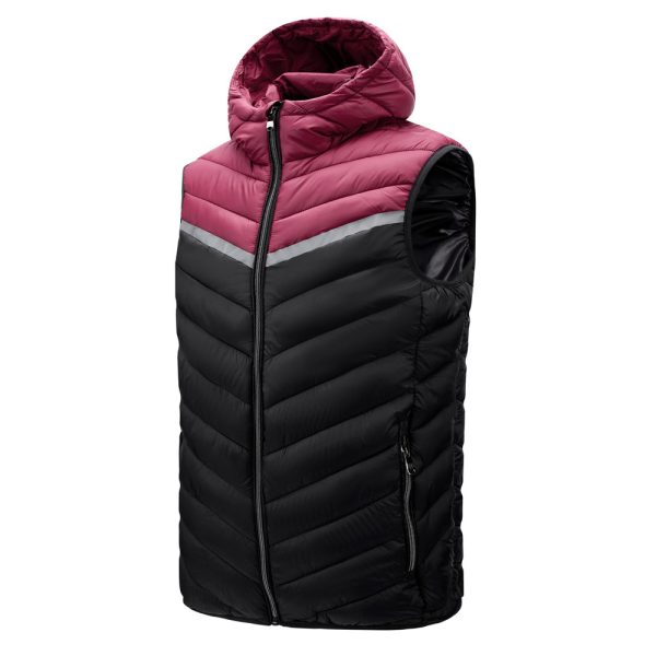 Color-blocked padded vest with a hat, short style, and added cotton.