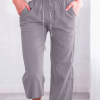 Women's Casual Summer Linen Pants High Waisted Loose Yoga Sweatpants Crop Pants with Pockets