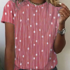 Women's Casual Holiday Weekend T-shirt Tee polka dots Short Sleeve Print Geometric Round Neck Basic Top
