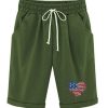 Women‘s Independence Day Knee Length Bermuda Shorts Plus Size Casual Summer Loose Fit Long Shorts Elastic Waist Shorts with Pockets