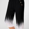 Plus Size Casual Black Ombre Print Pocket Capris Pants