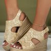 Leisure Resort Jacquard Wedge Platform Sandals