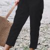 Women's Pants Trousers Faux Linen Black White Army Green Fashion Casual Daily Side Pockets Ankle-Length Comfort Plain S M L XL 2XL