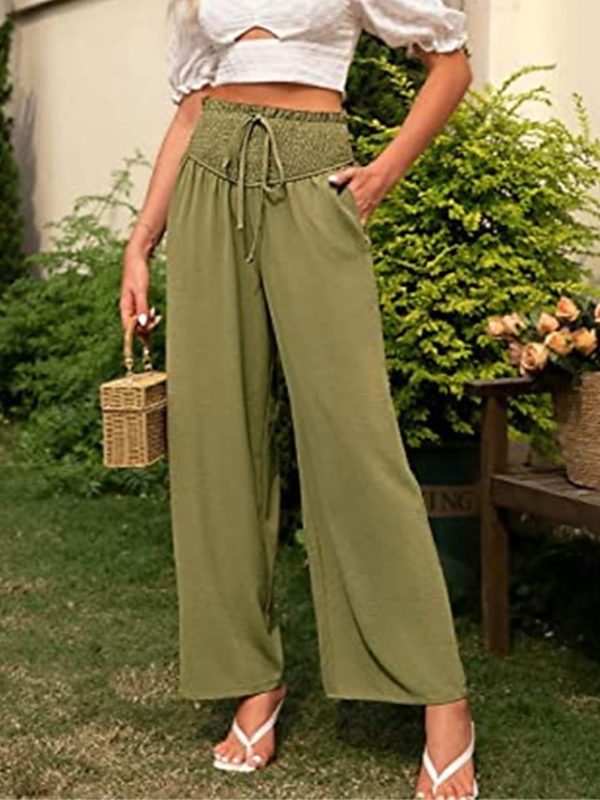 Women's Wide Leg Pants Trousers Black Army Green Navy Blue Casual Daily Casual Daily Side Pockets Wide Leg Full Length Comfort Plain S M L XL 2XL