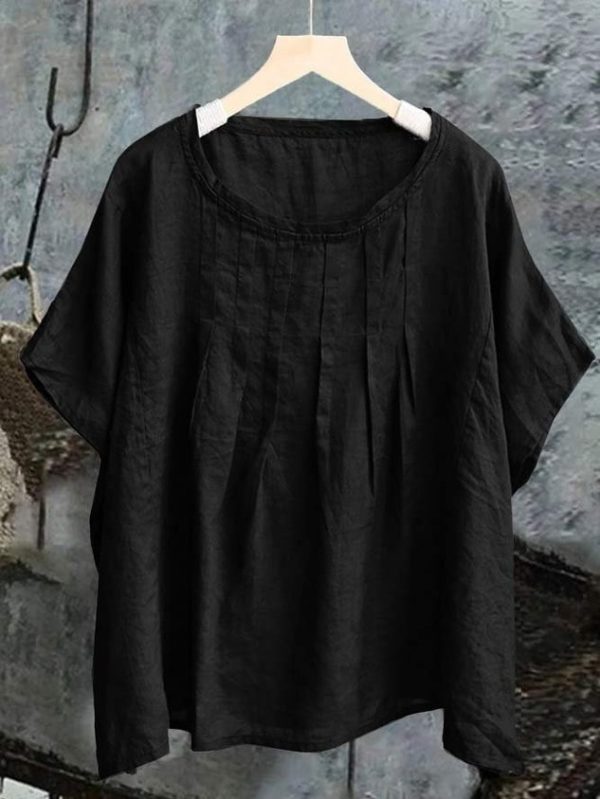 Women Plain Summer Loose Linen Shirt