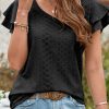 Grace Ruffled Sleeve Hollow Out T-Shirt