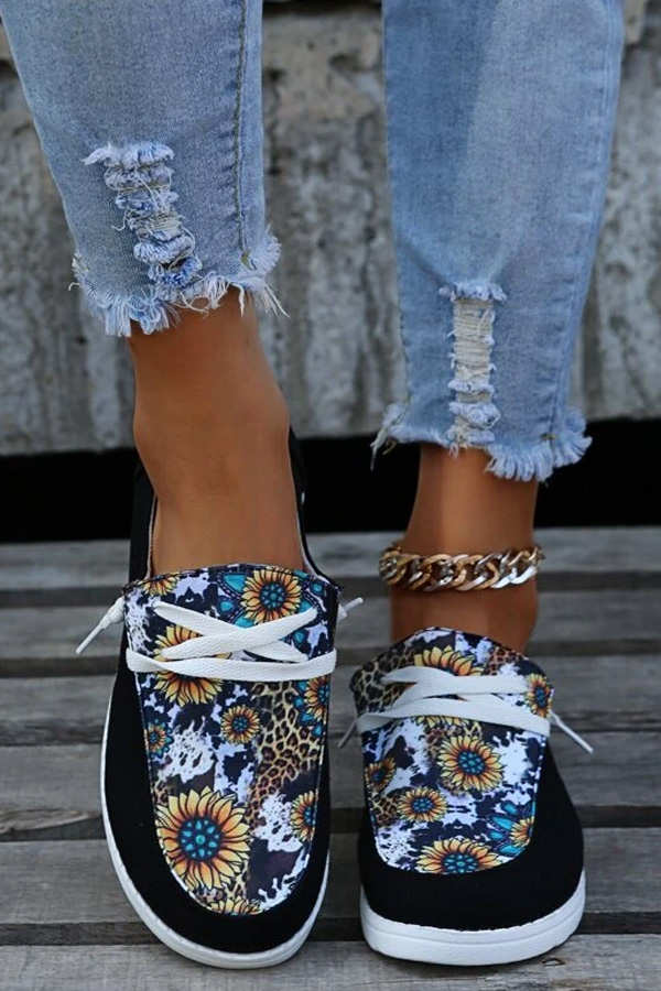 Leoaprd Sunflower Pattern Slip On Sneaker