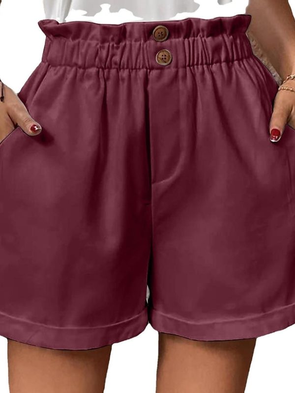 Women's Wide Leg Shorts Faux Linen Black White Wine Fashion Casual Weekend Side Pockets Short Comfort Plain S M L XL 2XL