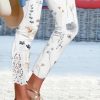 Flower Print Lace Mesh Side Legging