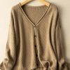 100% Natural Material Knitted Cardigan Women's Literary Retro Loose And Thin Spring And Autumn Sweater Coat In One-Size
