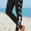 Women's Black Cat Paws Simple Halloween Leggings