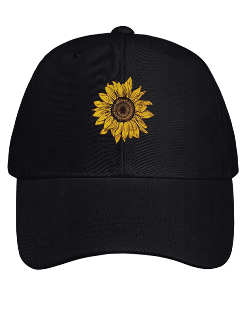 Women's Sunflower Print Cotton Fit Adjustable Hat