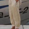Vacation Casual Loosen Cotton Linen Solid Pants