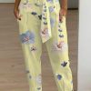 Women's Pants Trousers White Yellow Gray Casual Holiday Weekend Side Pockets Print Micro-elastic Full Length Comfort Floral S M L XL 2XL