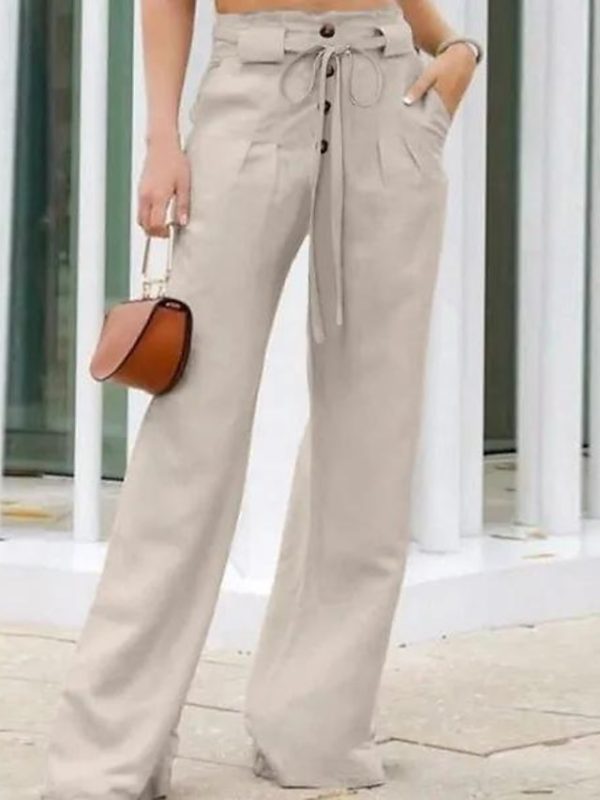 Women's Wide Leg Pants Trousers Black Army Green Beige Fashion Casual Daily Side Pockets Wide Leg Full Length Comfort Plain S M L XL 2XL